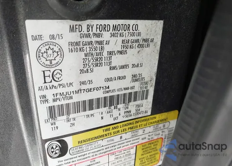 2016 Ford Expedition Platinum из США, поврежденный, VIN 1FMJU1MT7GEF07134